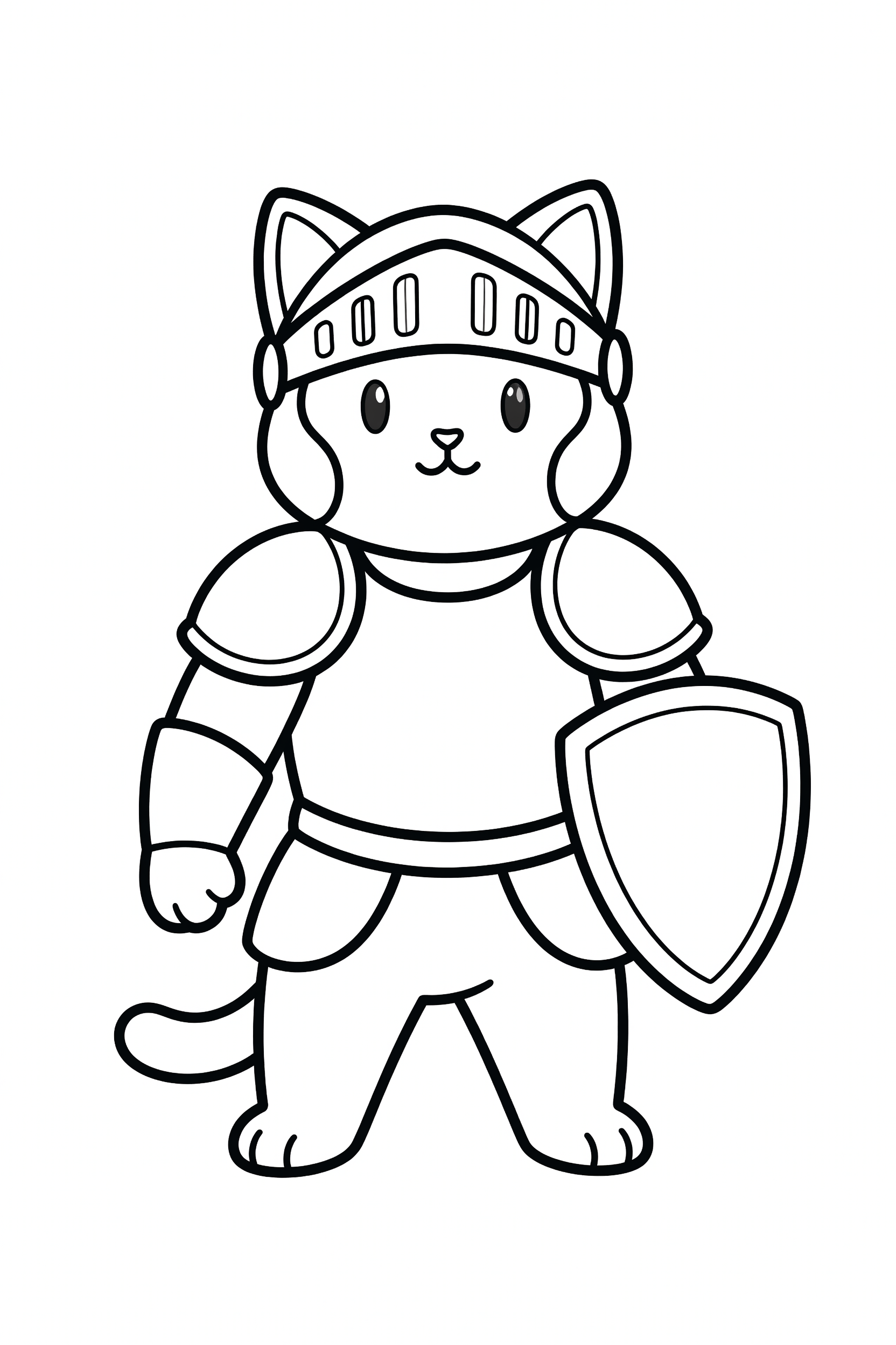 Cat Dressed as a Knight in Shining Armor Coloring Page printable coloring page for kids