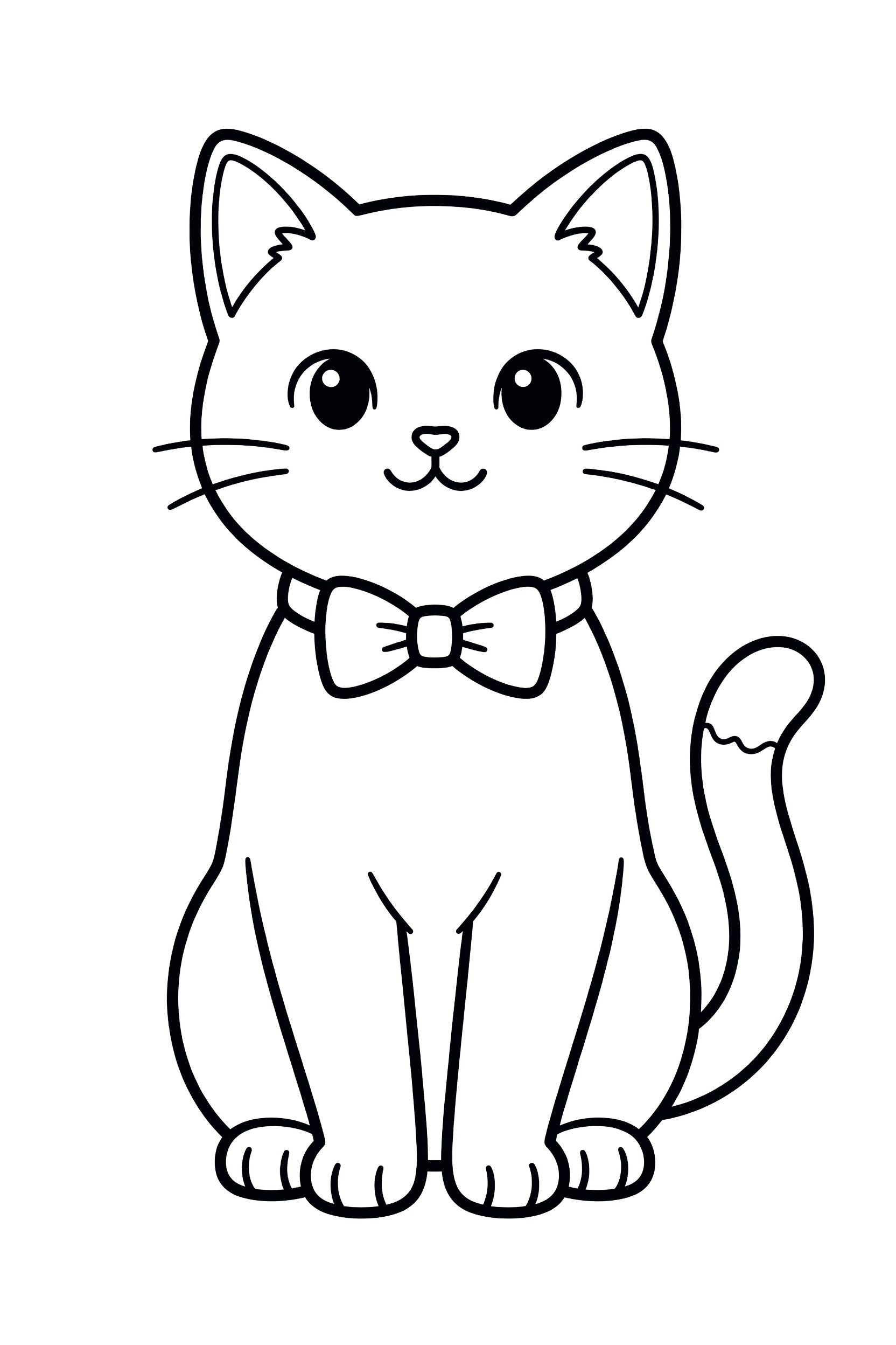 Cat Wearing a Bow Tie and Sitting for a Portrait Coloring Page printable coloring page for kids