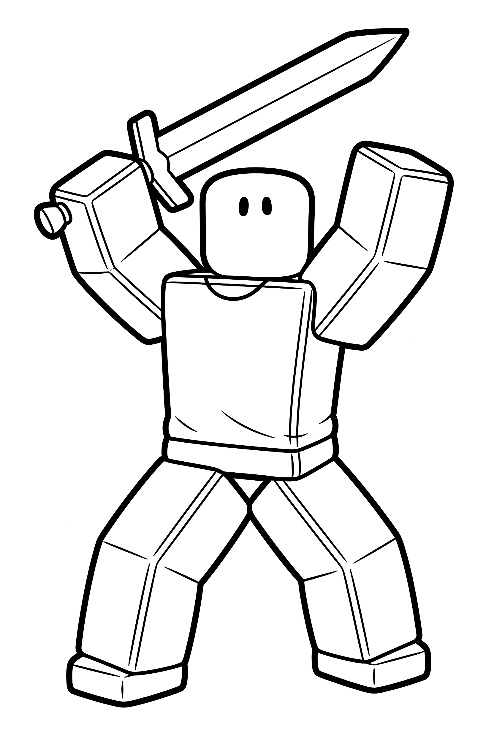 Roblox Sword Fighter Action Coloring Page printable coloring page for kids